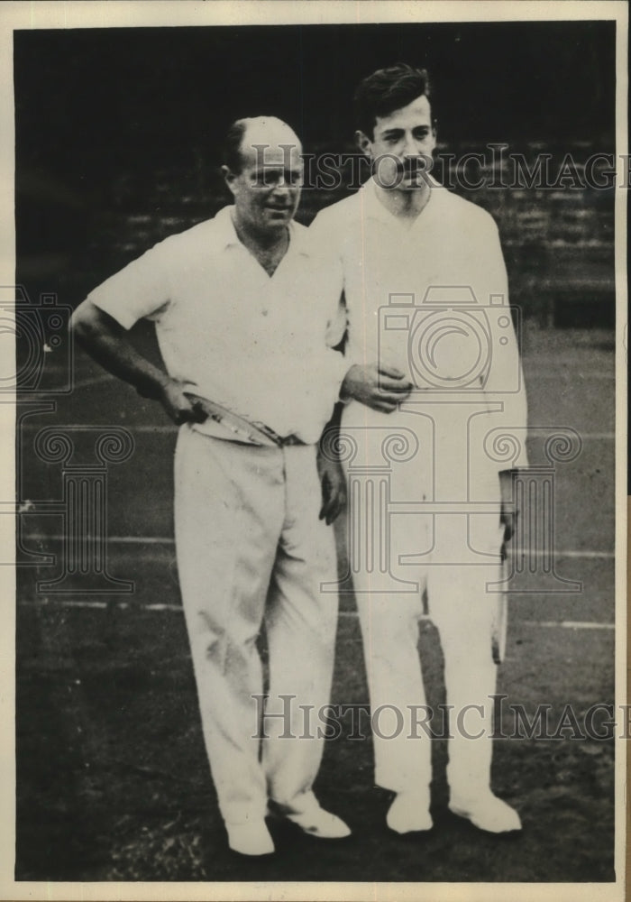 1928 Press Photo G. Serventi and A. Thurnyssen compete in Davis Cup in Rome- Historic Images