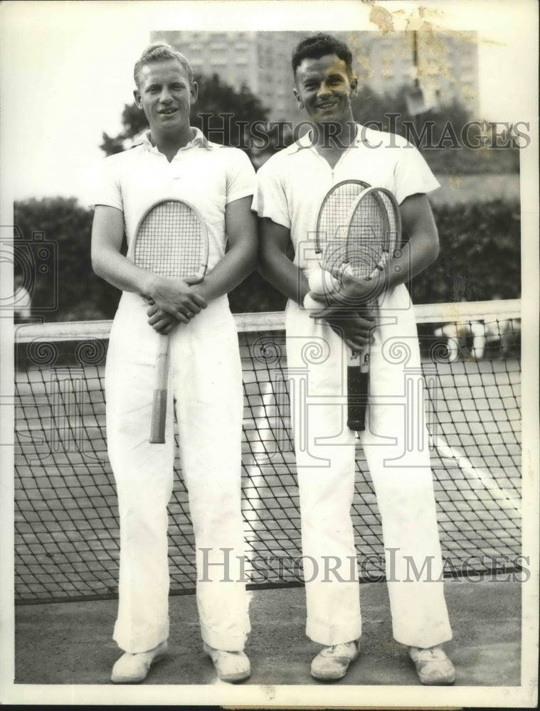 1937 Press Photo Don Leaves &amp; Milton Ruehl Winners of Men&#39;s Doubles at Chicago- Historic Images