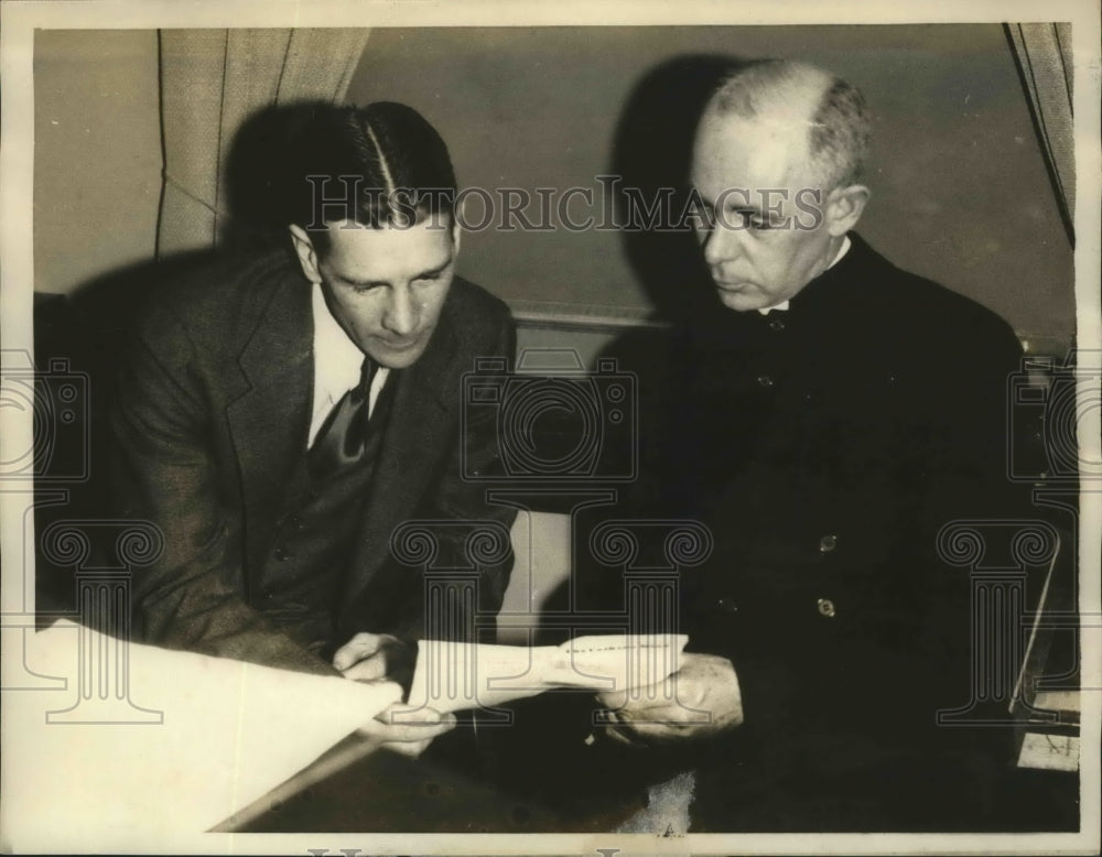 1934 Press Photo Elmer Layden &amp; Father O&#39;hara &amp; Notre Dame athletic changes- Historic Images