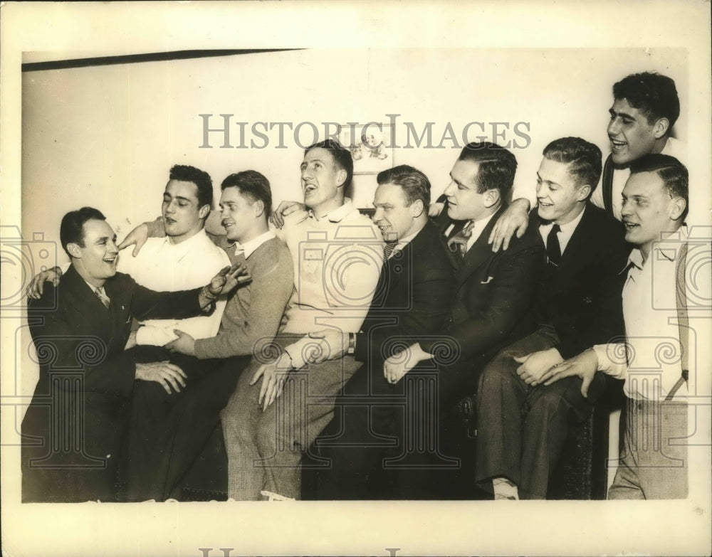 1933 Press Photo Columbia football Capt Cliff Montgomery, Al Barabas - sbs04301- Historic Images