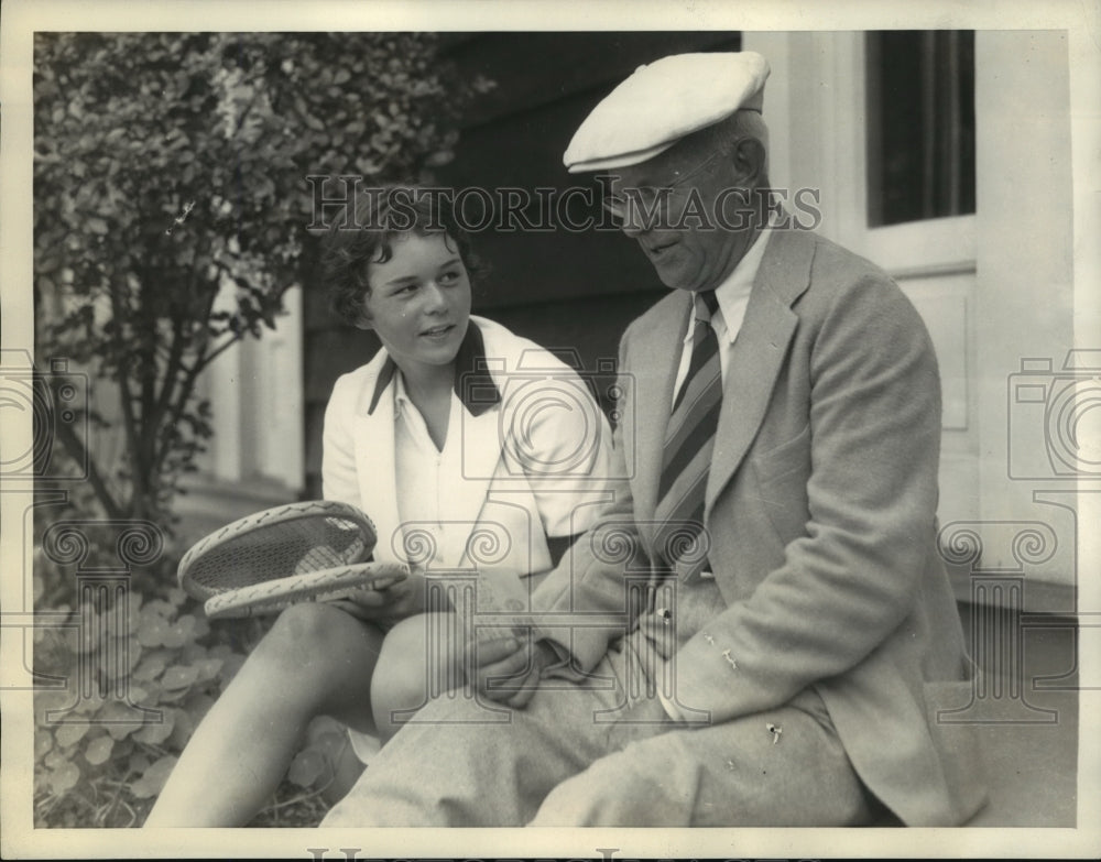 1934 Press Photo Tennis Player Anne Morgan w/ Pop Fuller - sbs04587- Historic Images