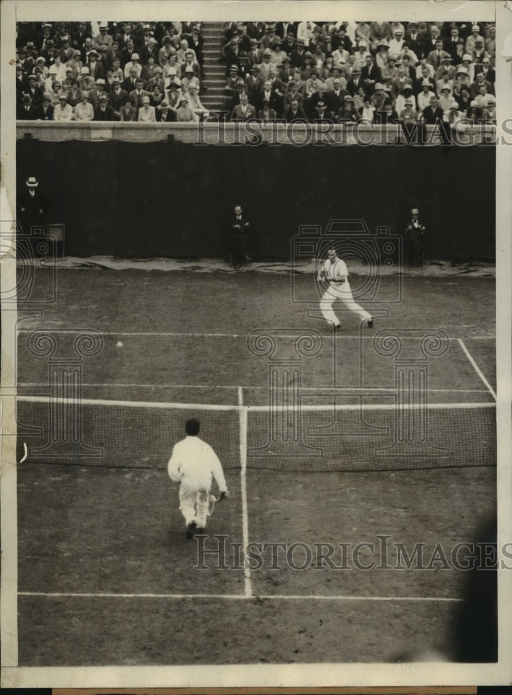 1928 Press Photo National tennis championship NY Henri Cochet, Francis Hunter- Historic Images