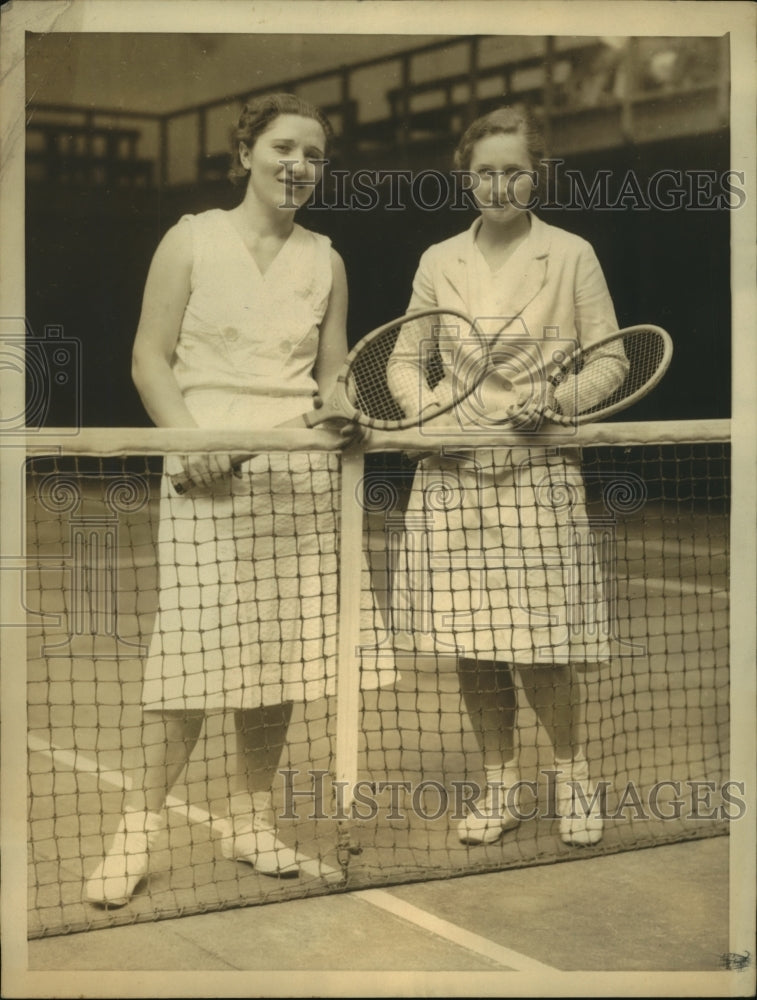 1933 Press Photo Helen Germaine &amp; Mianne Palfrey at Nat&#39;l Women&#39;s Singles- Historic Images