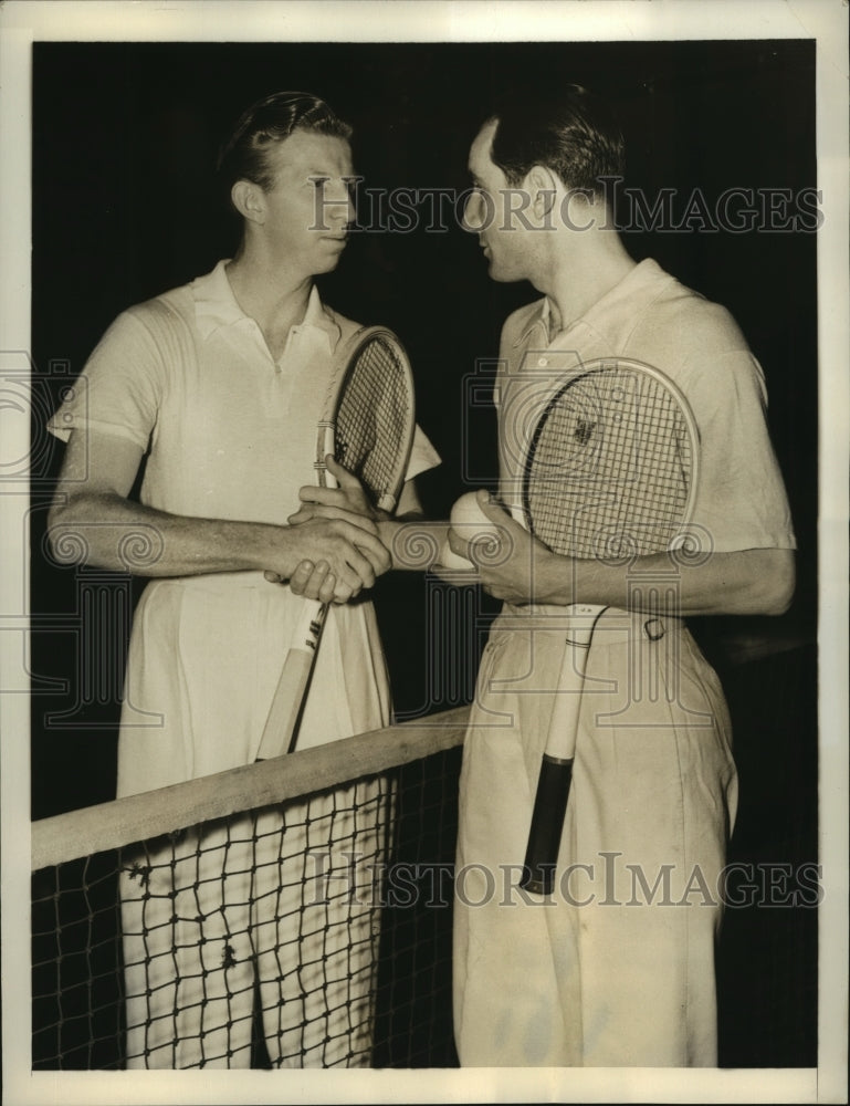 1939 Press Photo Donald Budge &amp; Fred Perry at 71st Regiment Armory, New York- Historic Images