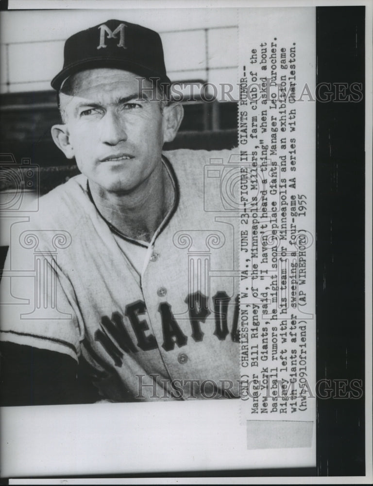 1955 Press Photo Mngr Bill Rigney of Minneapolis Millers - sbs04869- Historic Images