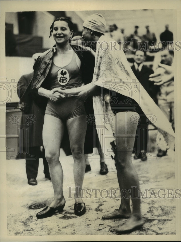 1931 Press Photo Mlle. Godard Wins 100 Metres Event in European Championships- Historic Images