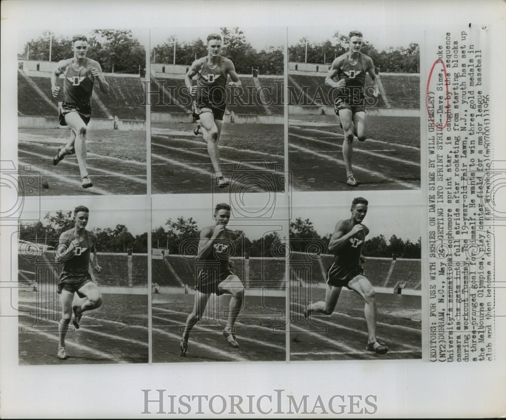 1956 Press Photo Dave Sime, Duke University&#39;s Sprint &amp; Track Star - sbs05308- Historic Images