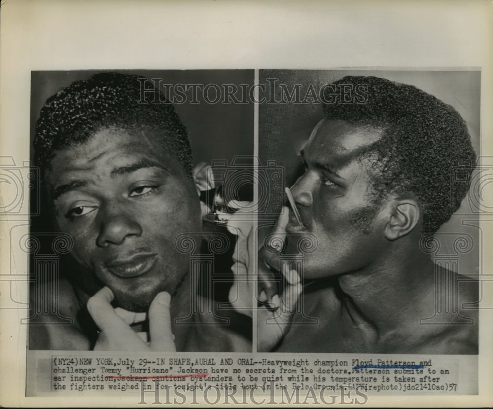 1957 Press Photo Heavyweight Champ Floyd Patterson Having Temperature Taken- Historic Images