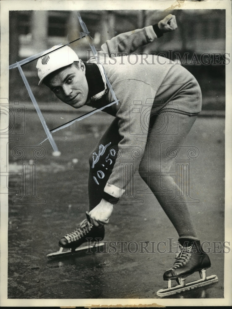 1935 Press Photo Eddie Schroeder, Chicago Skater, Awarded Berth on Olympic Team- Historic Images
