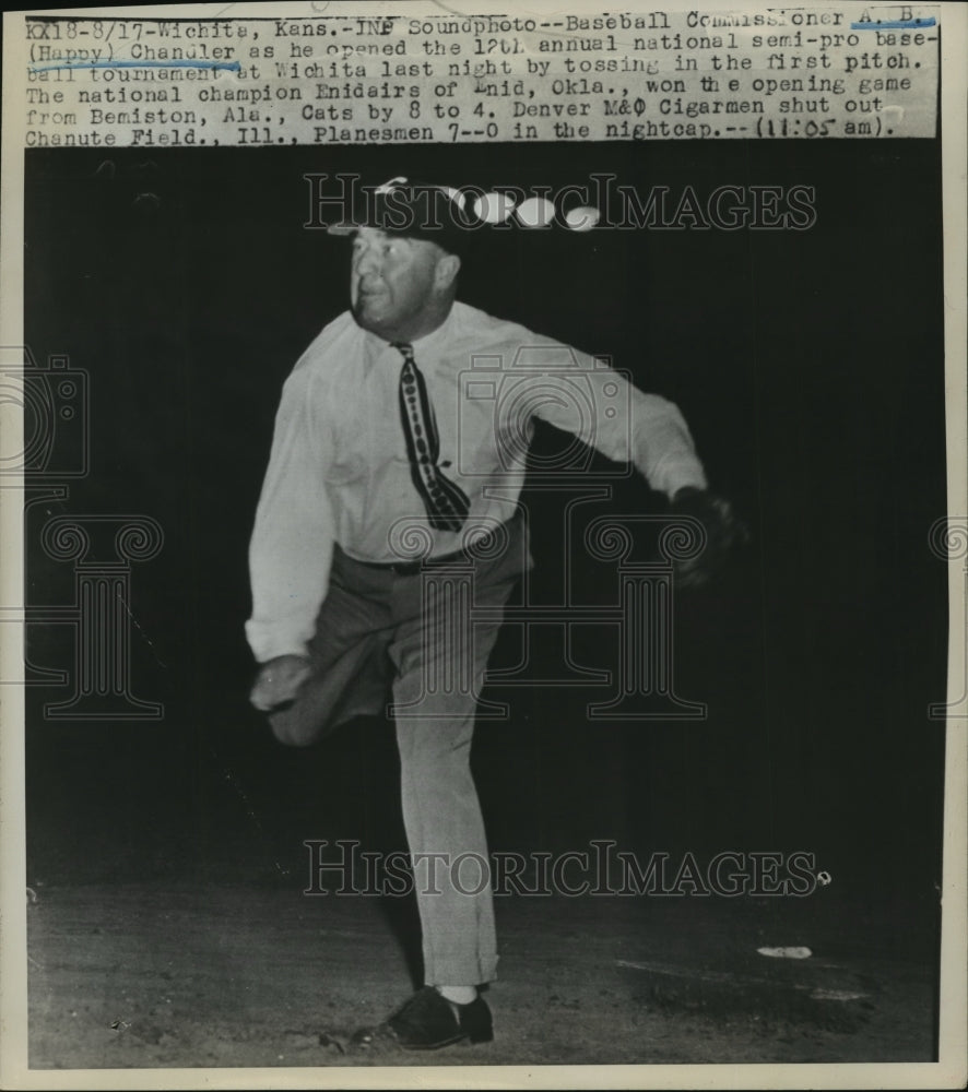 Press Photo A.B. Chandler Opens National Semi-Pro Baseball Tournament- Historic Images