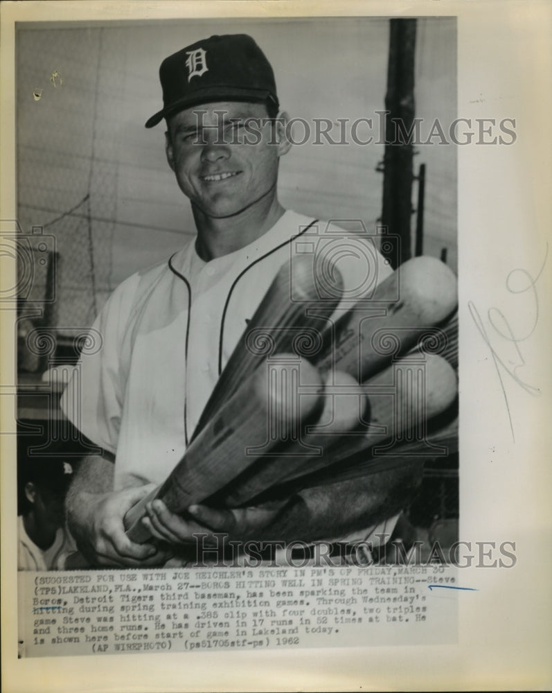 1962 Press Photo Steve Boros Detroit Tigers Baseball Third Baseman - sbs05720- Historic Images