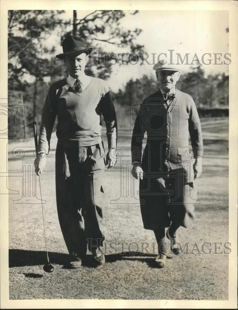 1939 Press Photo George Dunlap Sr and Jr at Father and Son Golf Tournament- Historic Images