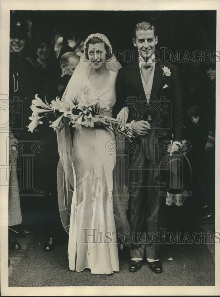 1931 Press Photo British tennis star H. W. &quot;Bunny&quot; Austin weds Phyllis Konstam- Historic Images