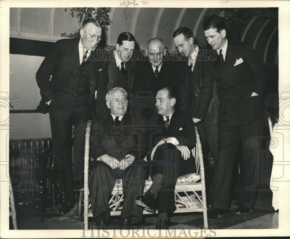 1938 Press Photo gridiron coaches Alonzo Stagg, Harry Stuldreher honored- Historic Images