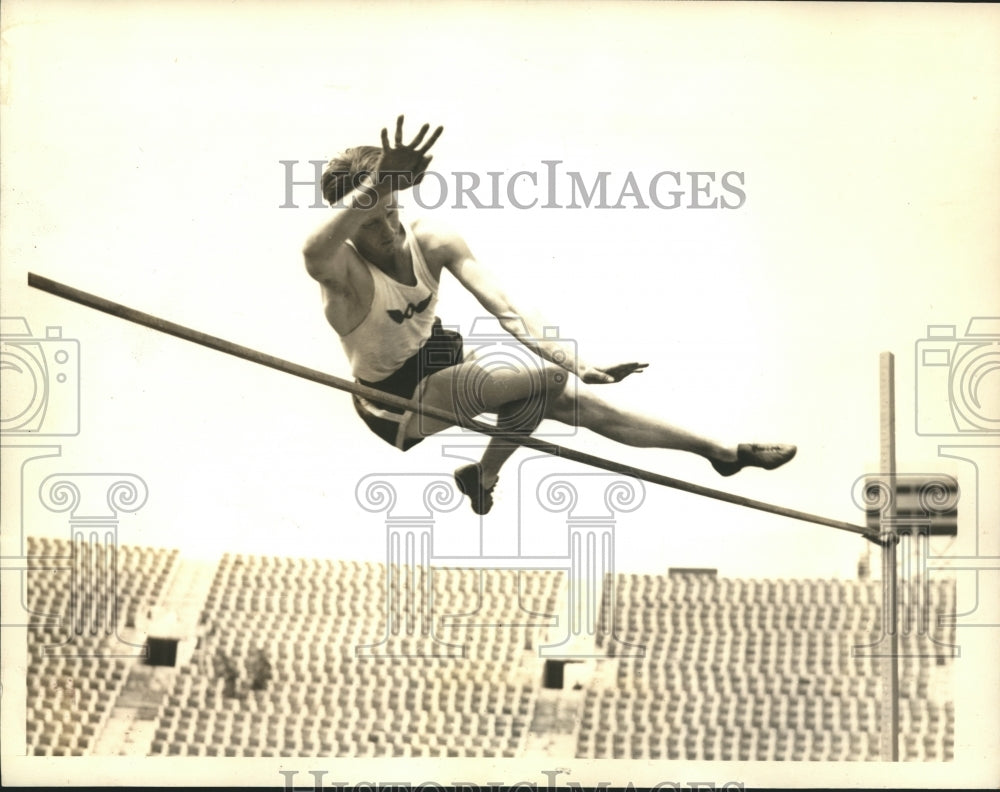 Press Photo Walter Marity California High Jumper at World Labor Track Meet- Historic Images