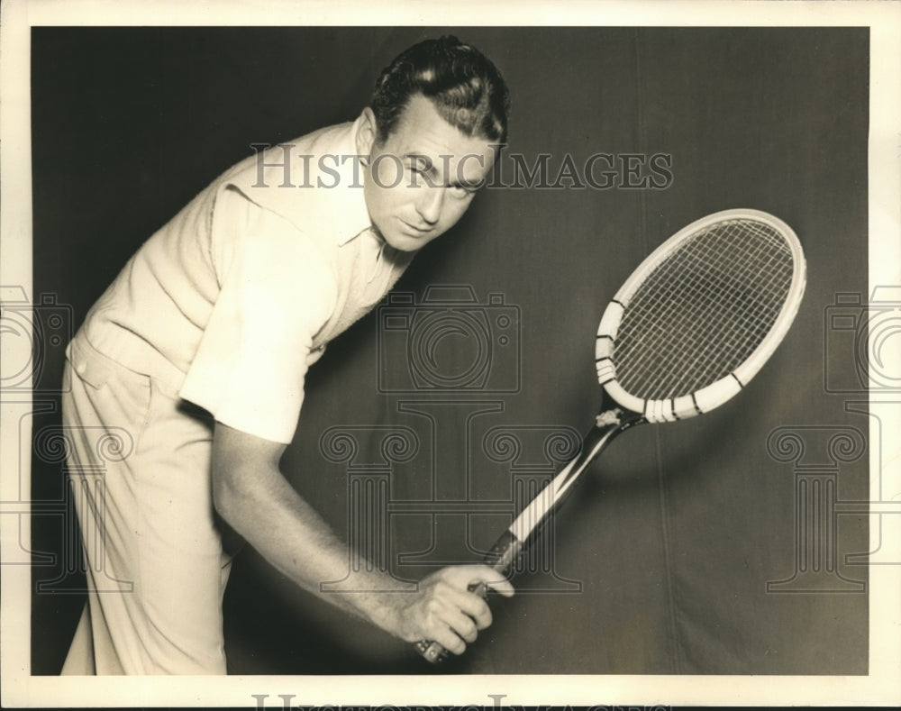 1937 Press Photo Gregory Mangin, Nat&#39;l Indoor Singles Champ, defends title- Historic Images