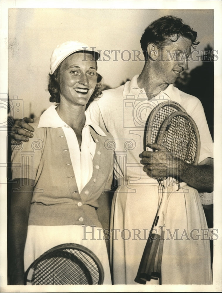 1938 Press Photo Dorothy Workman &amp; Don Budge International Tennis Champs- Historic Images