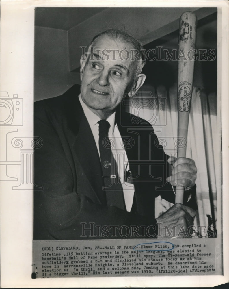 Press Photo Elmer Flick elected to Baseball&#39;s Hall of Fame - sbs07154- Historic Images