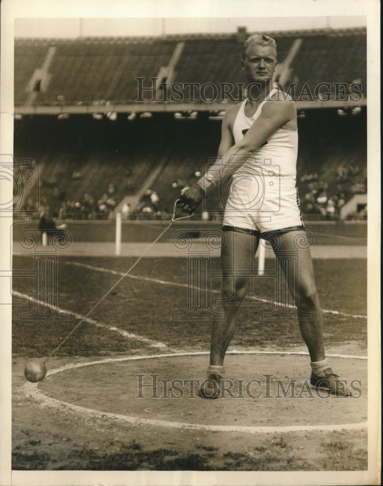 1935 Press Photo Irving Folwartshny of Rhode Island Univ. Hammer Throw- Historic Images