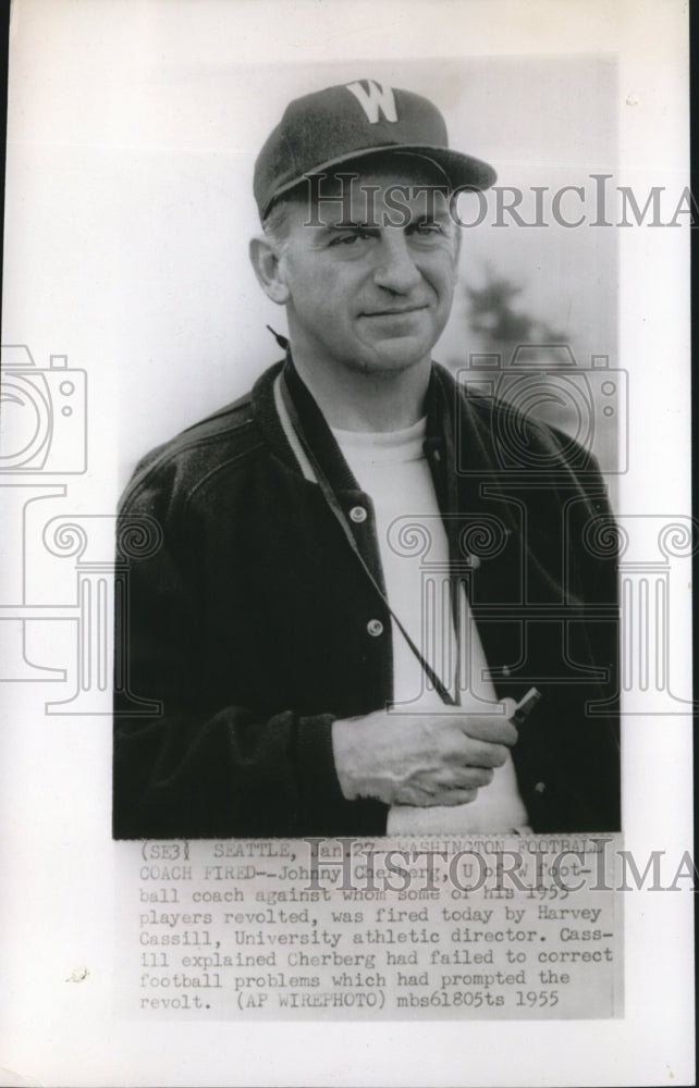 1955 Press Photo U of Washington football Coach Johnny Cherberg fired by A.D.- Historic Images