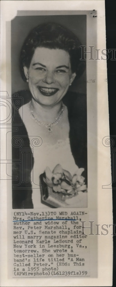 1959 Press Photo Mrs. Catherine Marshall Author and Widow - sbs07453- Historic Images