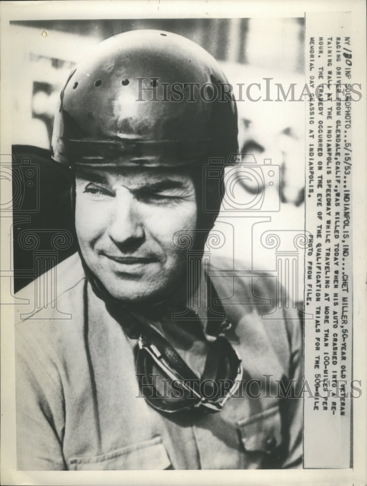 1953 Press Photo Chet Miller Veteran killed in Auto Crash at Indianapolis- Historic Images