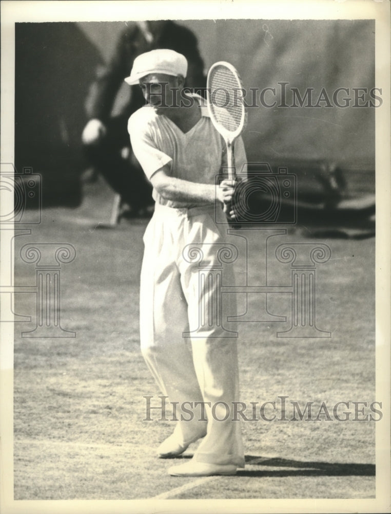 1937 Press Photo John Bromwich in Singles Match at Davis Cup Finals - sbs07533- Historic Images