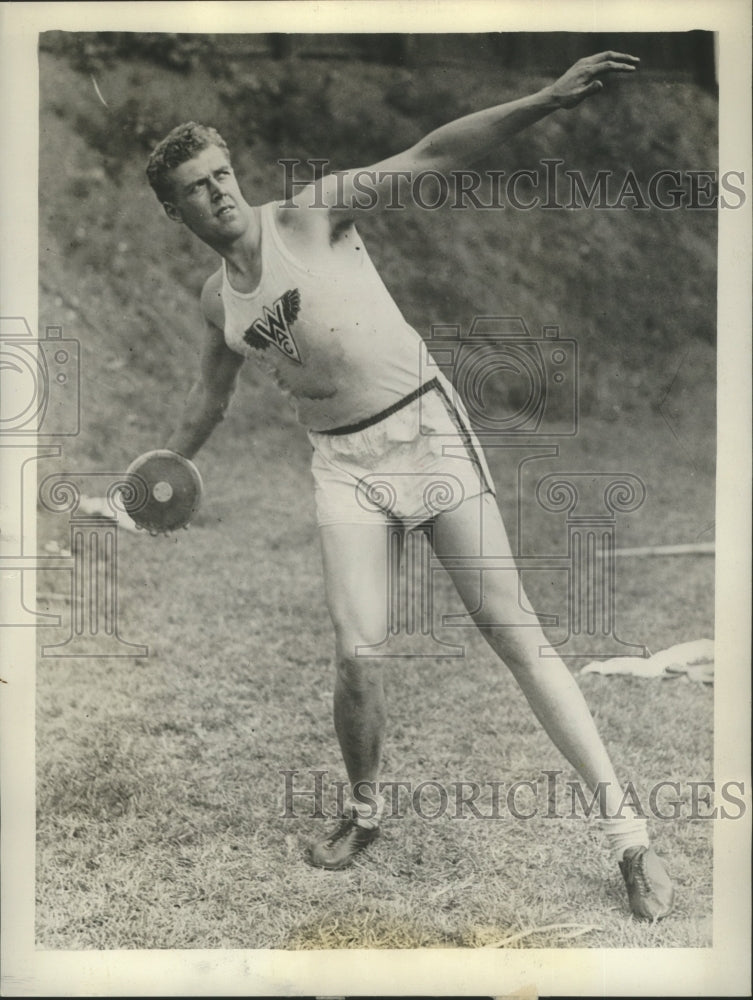 1930 Press Photo Paul Jessup set Discus record Throw Natl A.A.U. Senior Champ- Historic Images