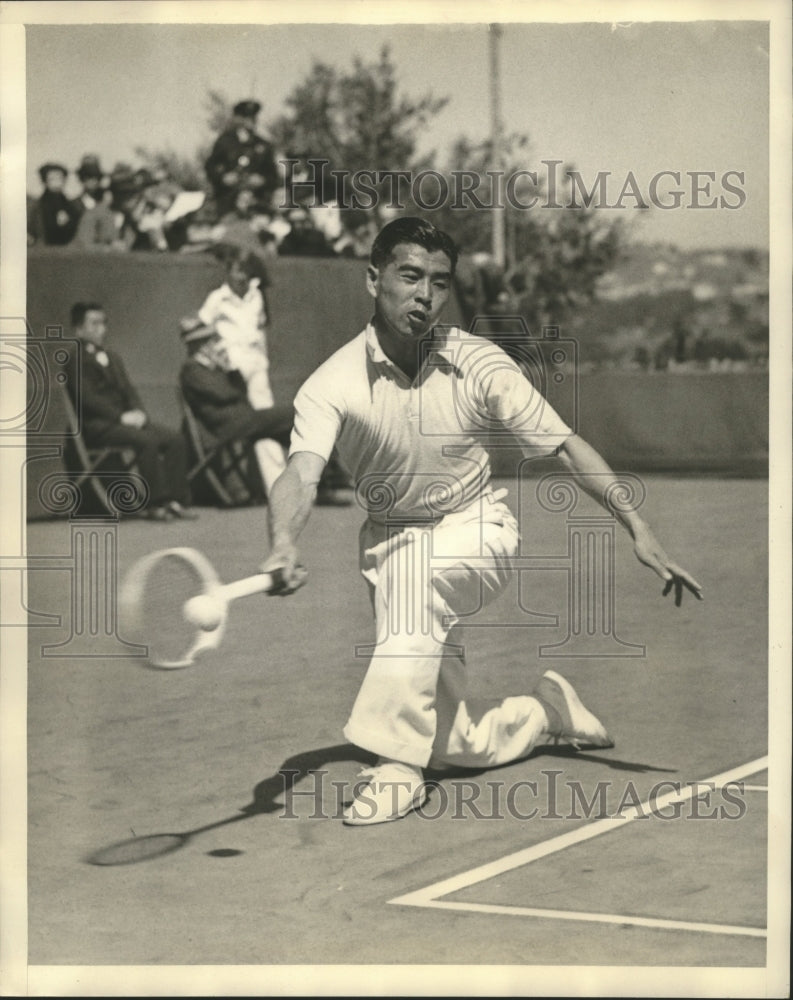 Press Photo Jiro Yamagishi during Davis Cup Tennis Match - sbs07628- Historic Images