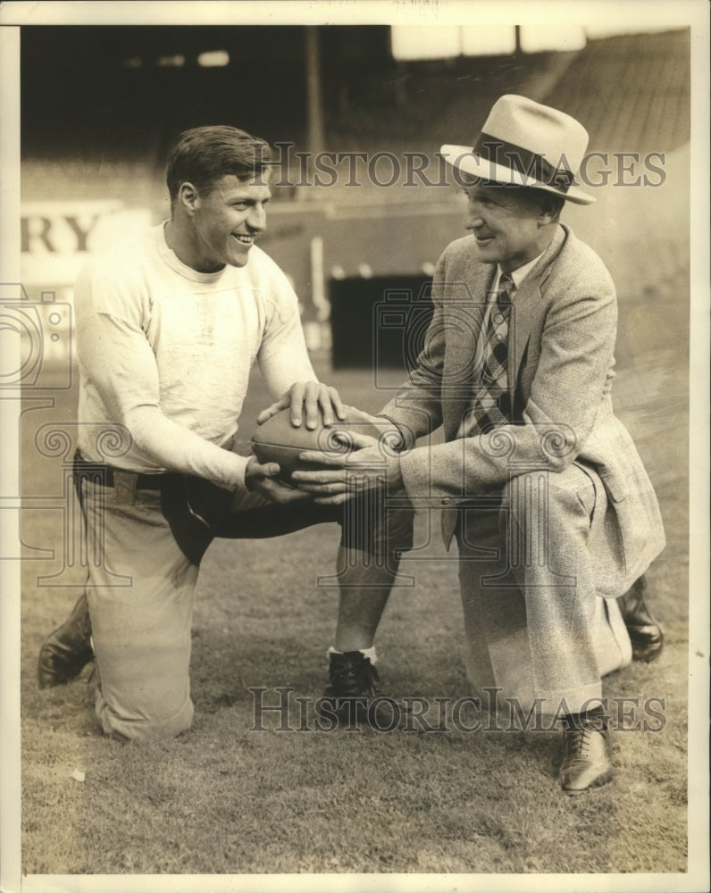 1936 Press Photo Madison Bell, John Sprague plotting the gridiron battle- Historic Images