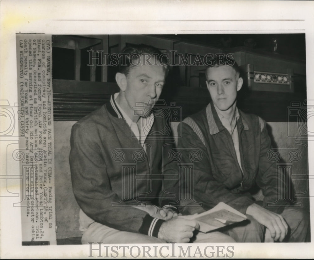 1959 Press Photo Austin Young,Peter Lambton at Trial in Cuba - sbs08323- Historic Images