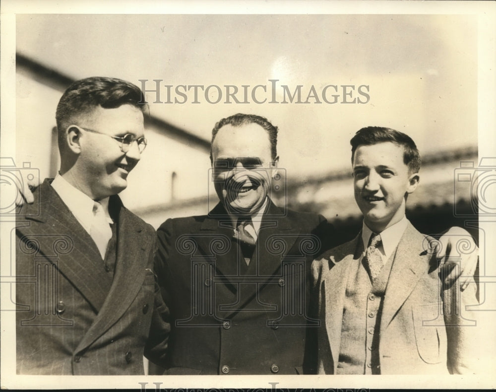 1936 Press Photo Coach Ed Madigan, Ed Frayne Jr. James Madigan at St. Mary's