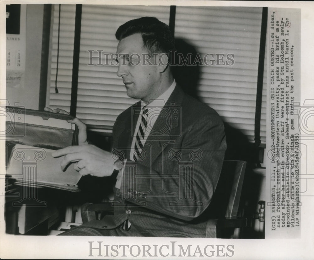 1955 Press Photo Lou Saban Football Northwestern University fired- Historic Images