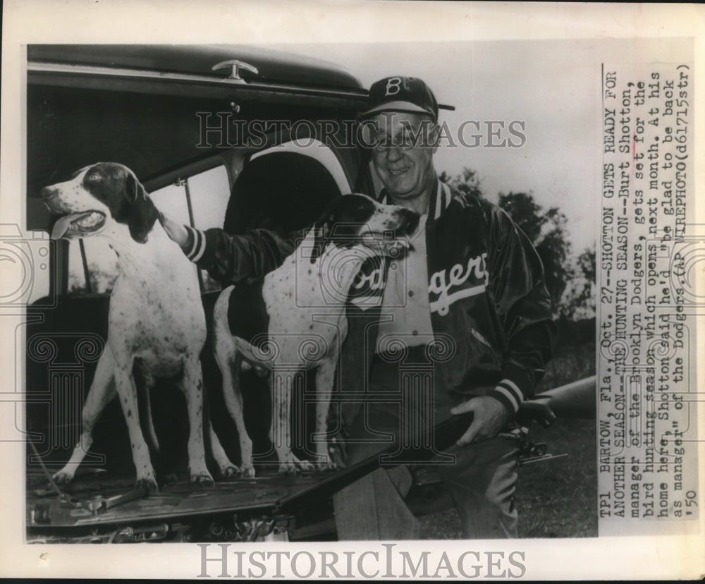 1950 Press Photo Burt Shotton Manager of the Brooklyn Dodgers - sbs08609- Historic Images