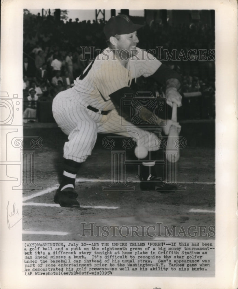 1954 Press Photo Golfer Sam Snead Plays baseball - sbs08656- Historic Images