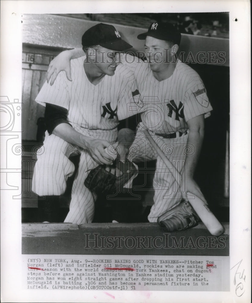 1951 Press Photo Pitcher Tom Morgan &amp; Infielder Gil McDougald New York Yankees- Historic Images