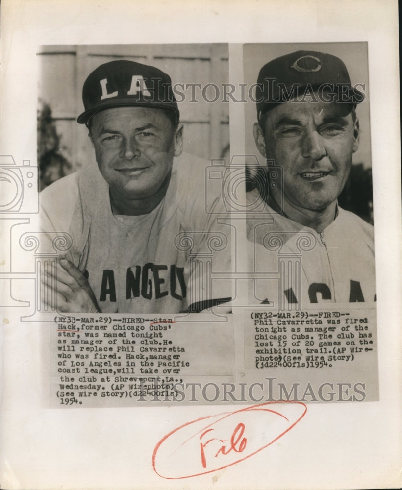 1954 Press Photo Stan Hack& Phil Cavarretta of Chicago Cubs - sbs08795- Historic Images