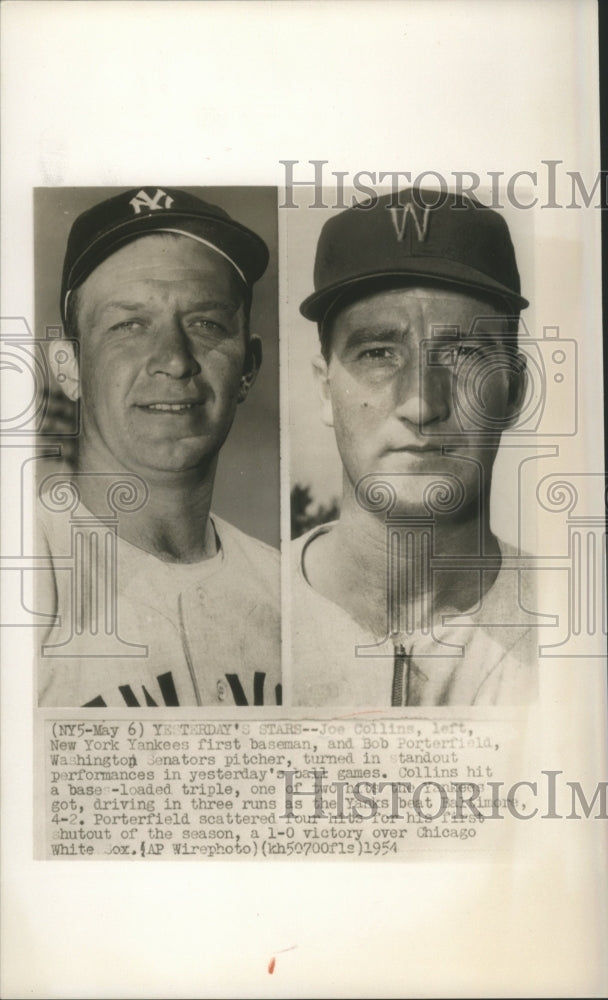 1954 Press Photo Joe Collins New York Yankees & Bob Porter Washington Senators- Historic Images