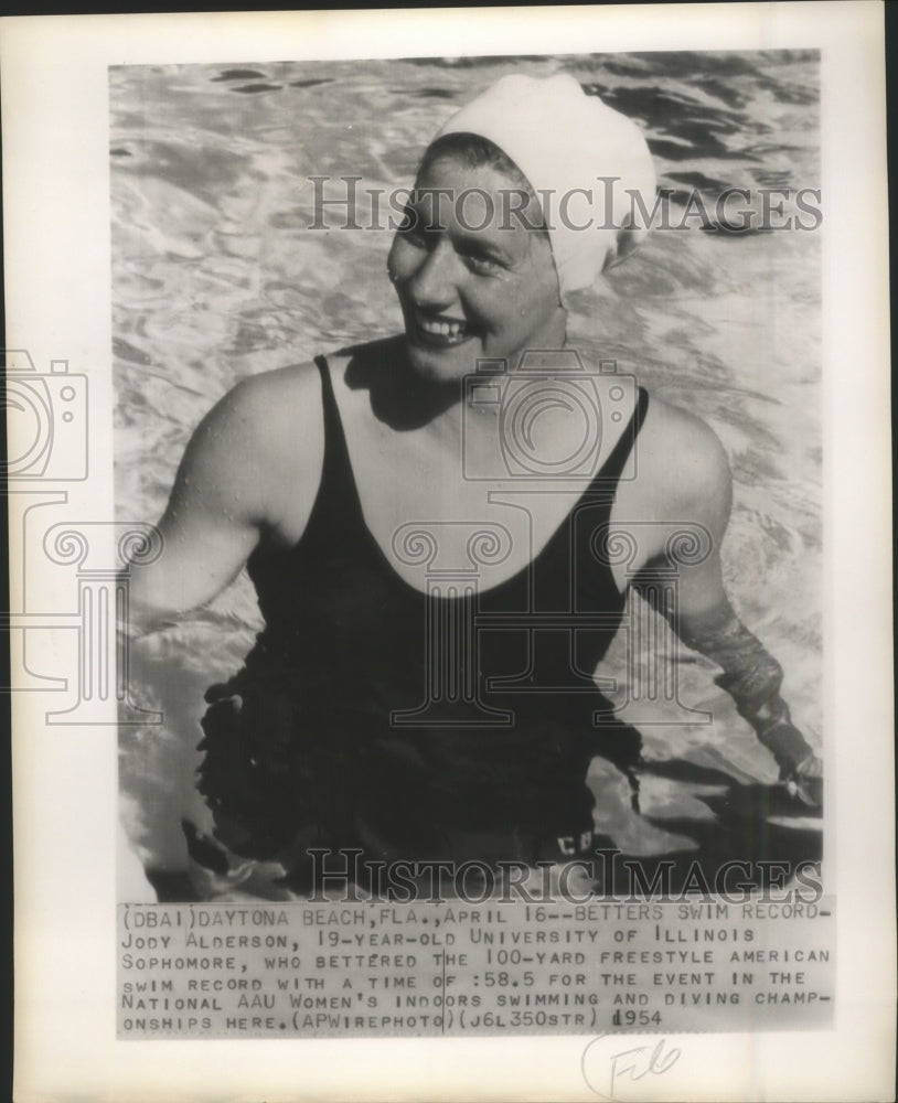 1954 Press Photo Jody Alderson University of Illinois Nat'l A.A.U. Swimmer- Historic Images