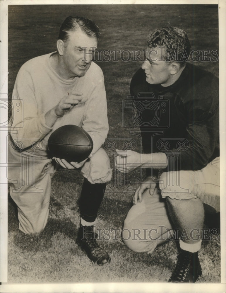 1941 Press Photo Football Coach Justin M.Barry &amp; Bob Lauer - sbs09043- Historic Images