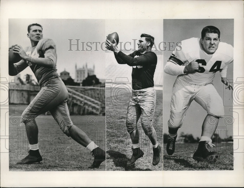 1953 Press Photo Paul Cameron, Art Hunter, J.D. Roberts I.N.S. All-America Team- Historic Images