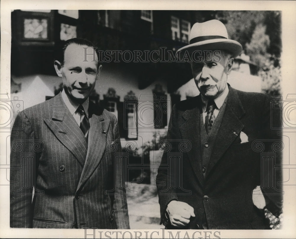 1945 Press Photo Jean Borotra &amp; Michael Clemenceau in Innesbruck - sbs09234- Historic Images