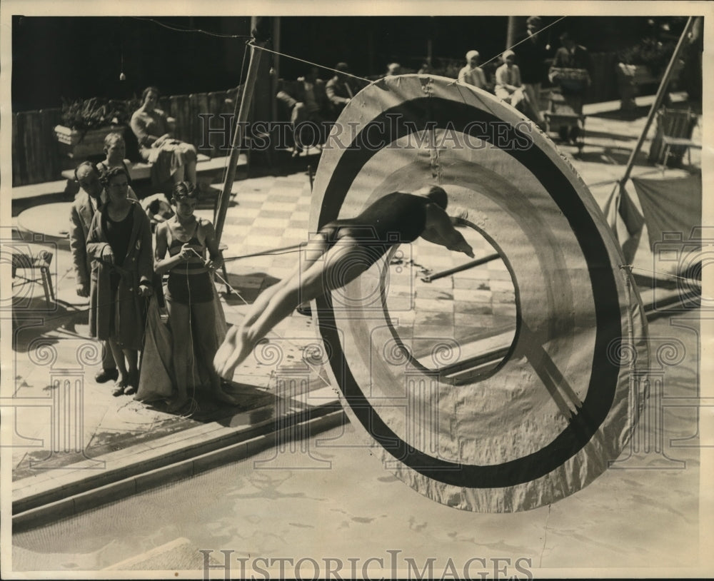 Press Photo Johnny Riley warms up for Annual Spring Swimming Meet- Historic Images