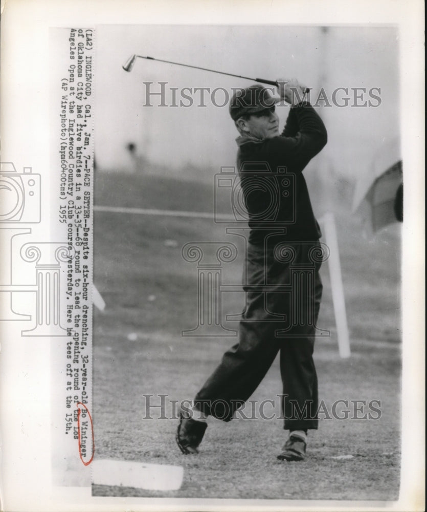 1955 Press Photo Bo Wininger at Los Angeles Open Inglewood Country Club- Historic Images