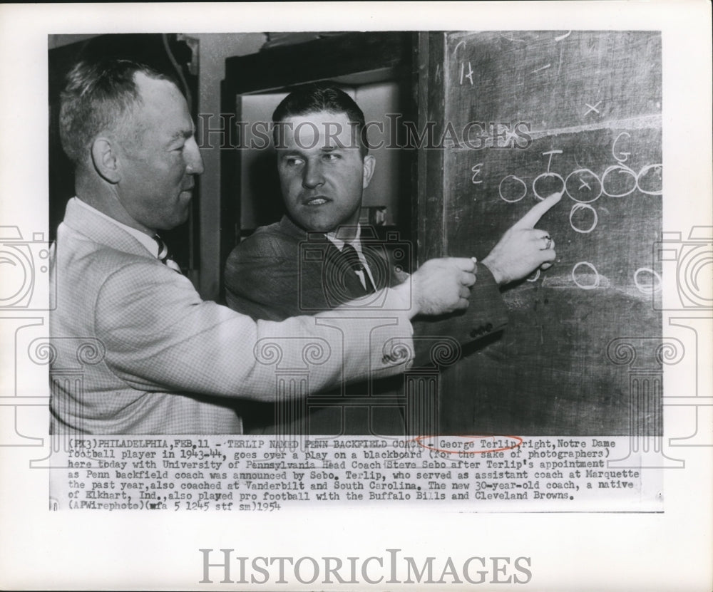 1954 Press Photo George Terlip Notre Dame Baseball Player with coach Steve Sebo- Historic Images