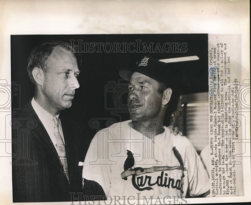 1959 Press Photo Solly Hemus &amp; Bing Devine St. Louis Cardinals - sbs10052- Historic Images