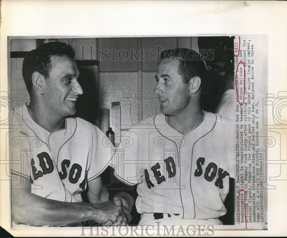 1960 Press Photo Boston Red Sox Bill MonBouquette &amp; Frank Malzone - sbs10060- Historic Images