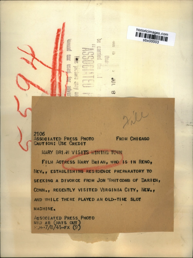 1941 Press Photo Actress Mary Brian seeks divorce from Jon Whitcomb - sbx00003