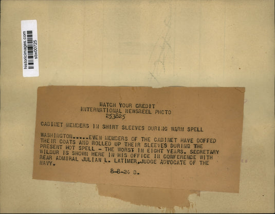 1924 Press Photo Secretary Wilbur & Rear Adm Julian Latimer in DC - sbx00725