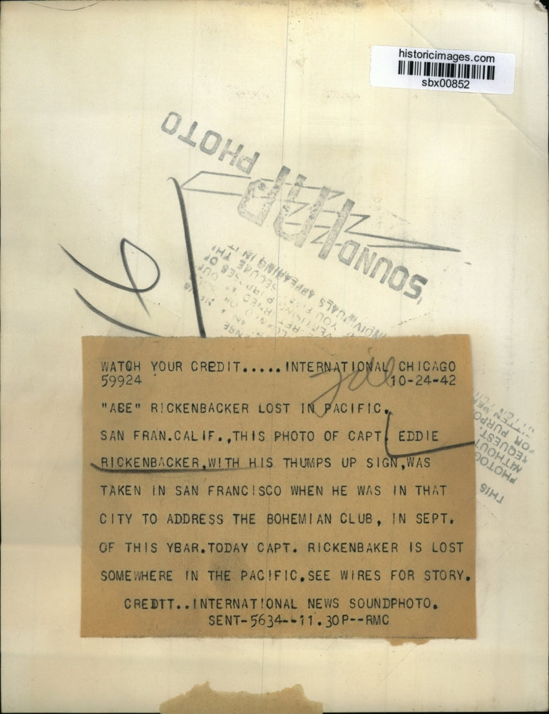 1930 Press Photo Captain Eddie Rickenbacker, Lost Somewhere Over Pacific